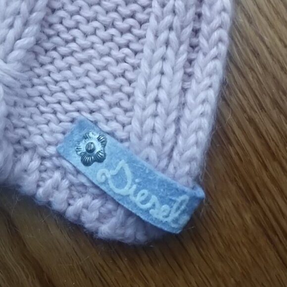 DIESEL Baby Pink Cable Knit Winter Scarf Acrylic Mohair Designer Luxury - Picture 2 of 4